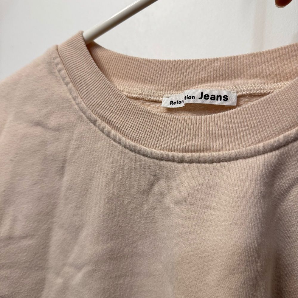 Reformation Jeans Classic Crewneck Sweatshirt Peach Light Beige View 3